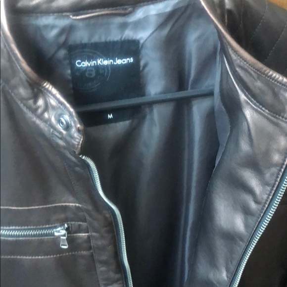 Calvin Klein Men’s Gold Leather Jacket Size M - Picture 6 of 7